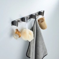 Крючки для ванной и кухни / планка с 4 крючками Shevanik SG5741T, оружейная сталь