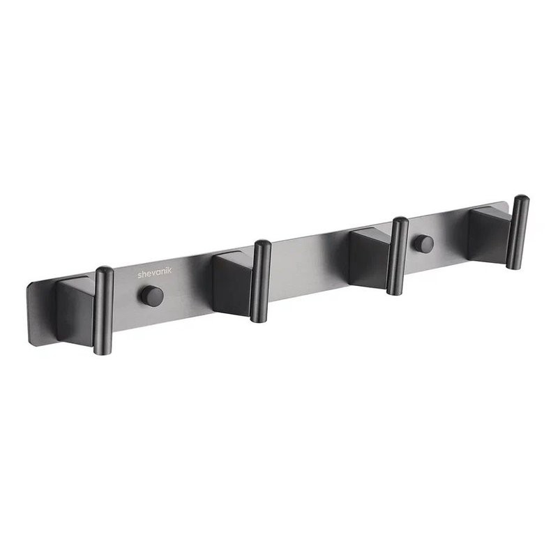 Крючки для ванной и кухни / планка с 4 крючками Shevanik SG5741T, оружейная сталь