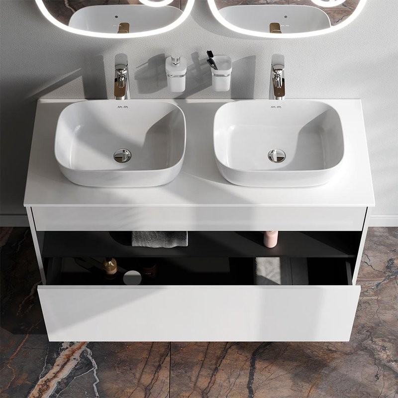 Мебель для ванной комнаты AM.PM Func 120 белый глянец, со столешницей, раковина M8FWCC10450WG