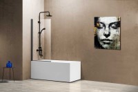 Шторка на ванну Vincea VSB-11800CLGM 80 см, профиль вороненая сталь, стекло прозрачное