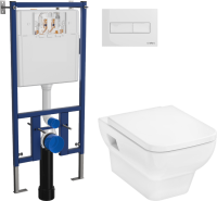 Комплект Унитаз подвесной Hansgrohe CreekTide Q безободковый, с микролифтом + Инсталляция DIWO + Кнопка 7320 белая