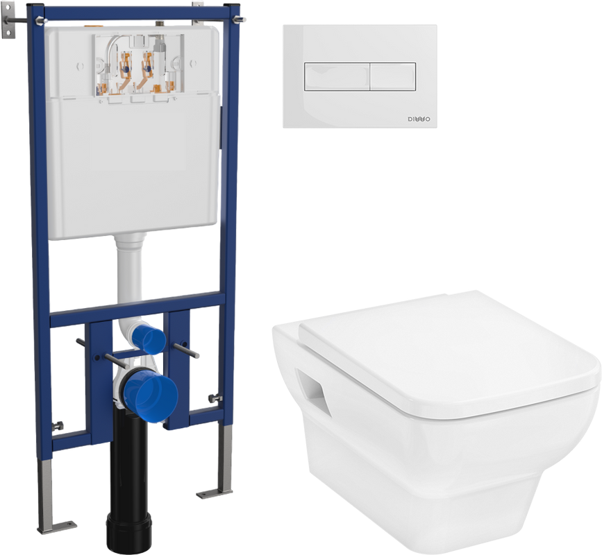 Комплект Унитаз подвесной Hansgrohe CreekTide Q безободковый, с микролифтом + Инсталляция DIWO + Кнопка 7320 белая