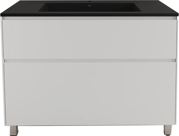 Тумба с раковиной Style Line Лима 100 см напольная LINE 100 2 ящика PLUS Белый Матовый ЭМАЛЬ,  раковина антрацит