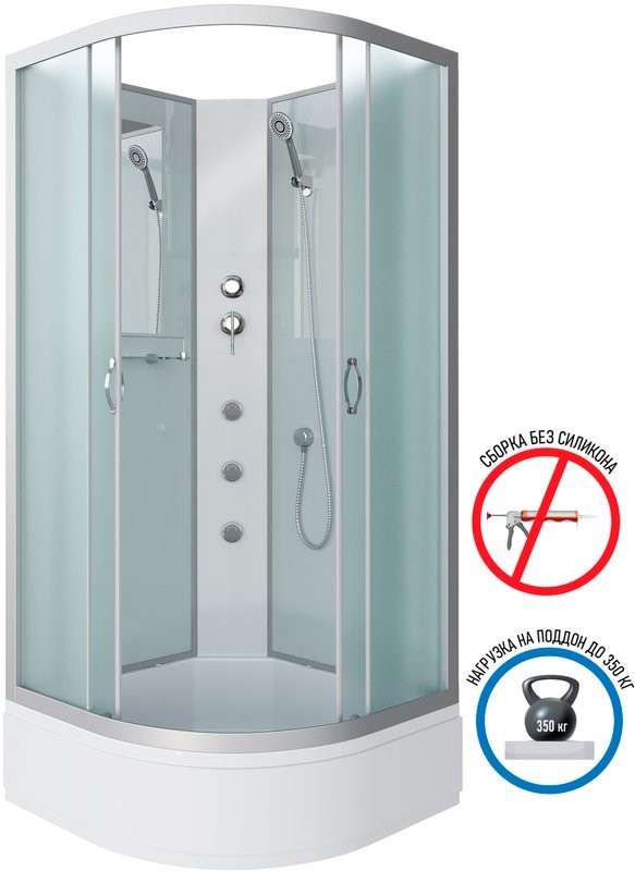 Душевая кабина Niagara Classic NG-3302-14BKG 100х100 см, без крыши, с гидромассажем