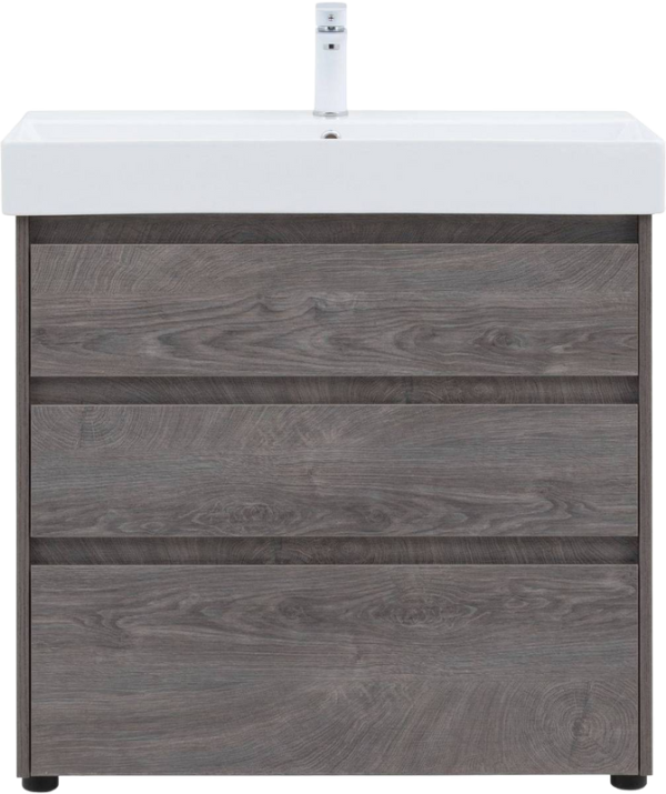 Тумба с раковиной Aquanet Nova Lite 85 напольная, дуб рошелье, 3 ящика