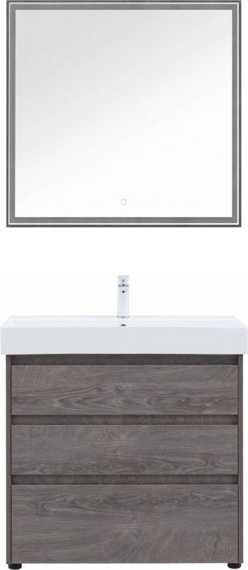 Тумба с раковиной Aquanet Nova Lite 85 напольная, дуб рошелье, 3 ящика