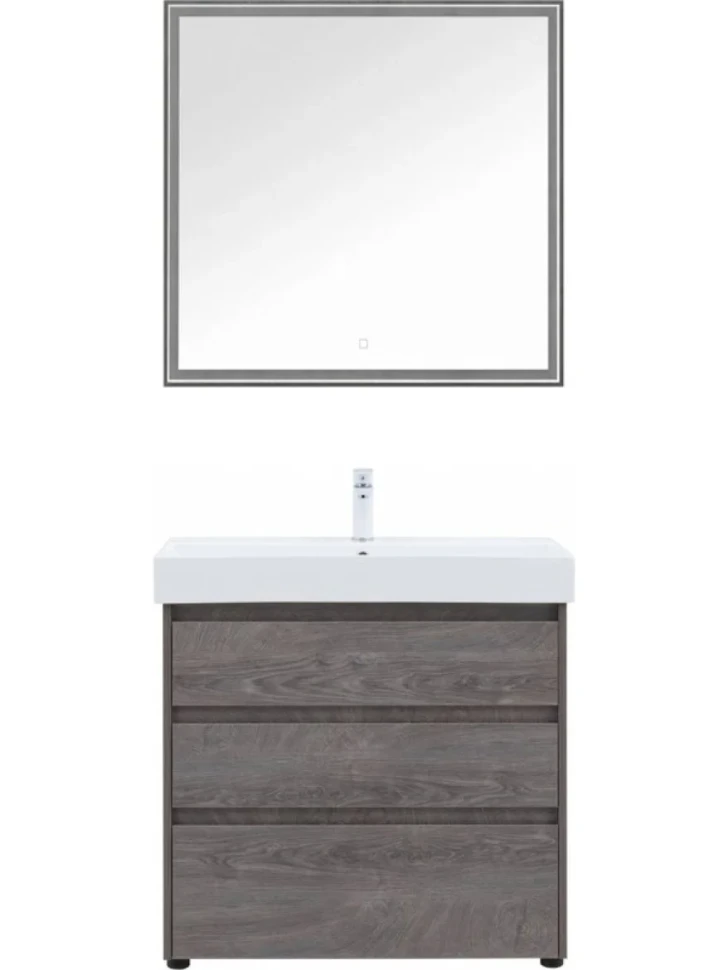 Тумба с раковиной Aquanet Nova Lite 85 напольная, дуб рошелье, 3 ящика