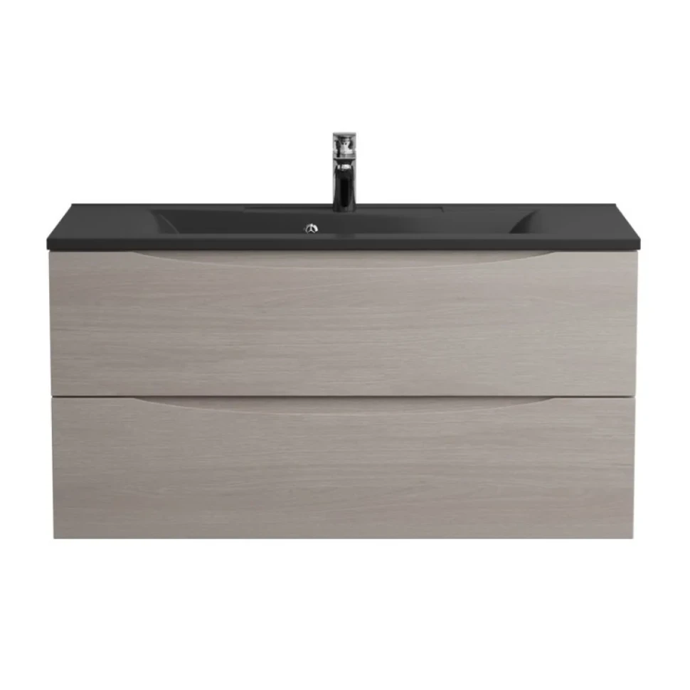 Мебель для ванной комнаты BelBagno Marino 100 подвесная, rovere grigio, черная раовина