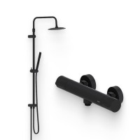 Душевой комплект Термостат Damixa Scandinavian Pure 366000300 для душа, черный + Стойка 936000300 черная матовая