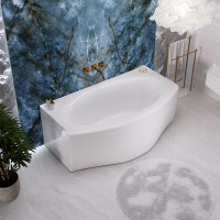 Акриловая ванна Marka One Nega 170x95 см, пристенная, белая, с каркасом