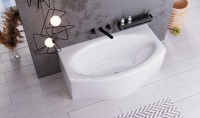 Акриловая ванна Marka One Nega 170x95 см, пристенная, белая, с каркасом