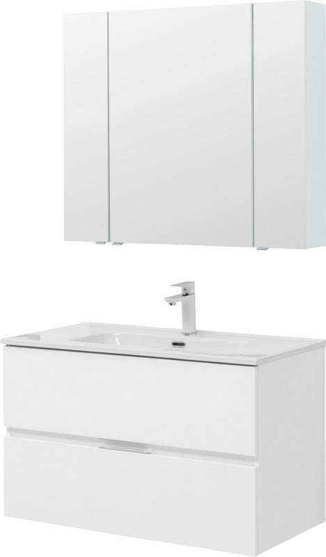 Мебель для ванной комнаты Aquanet Алвита 90 подвесная, белая матовая, 2 ящика