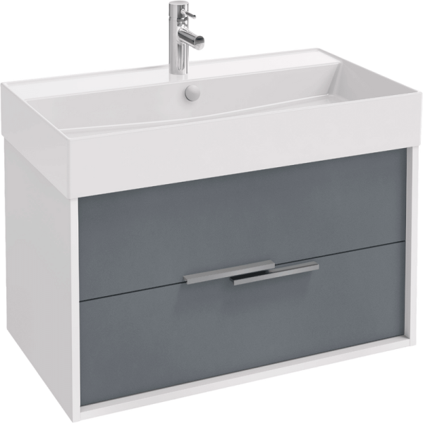 Тумба с раковиной Jacob Delafon Vivienne 80 белая блестящая, серый матовый, раковина белая