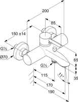 Смеситель для ванны с душем Kludi Bozz 38691N076 брашированное золото Смеситель для ванны с душем Kludi Bozz 38691N076 брашированное золото