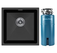 Комплект Мойка Paulmark Lumi LU45-BL черная + Измельчитель Intenso