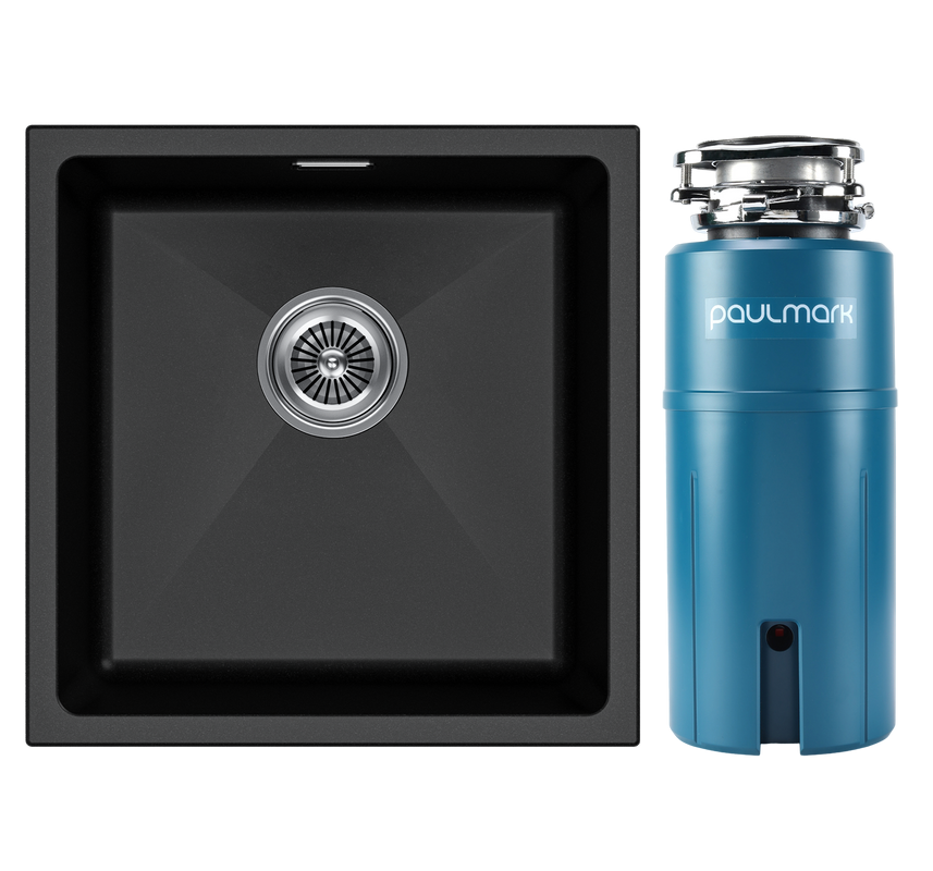Комплект Мойка Paulmark Lumi LU45-BL черная + Измельчитель Intenso