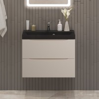 Тумба с раковиной BelBagno Marino 70 подвесная, crema opaco, черная раковина