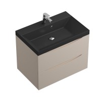 Тумба с раковиной BelBagno Marino 70 подвесная, crema opaco, черная раковина