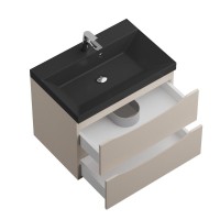 Тумба с раковиной BelBagno Marino 70 подвесная, crema opaco, черная раковина