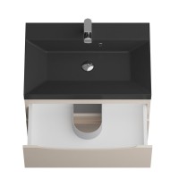 Тумба с раковиной BelBagno Marino 70 подвесная, crema opaco, черная раковина