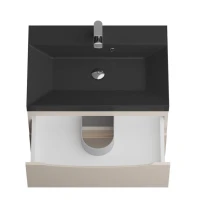 Тумба с раковиной BelBagno Marino 70 подвесная, crema opaco, черная раковина