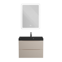 Тумба с раковиной BelBagno Marino 70 подвесная, crema opaco, черная раковина