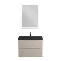 Тумба с раковиной BelBagno Marino 70 подвесная, crema opaco, черная раковина