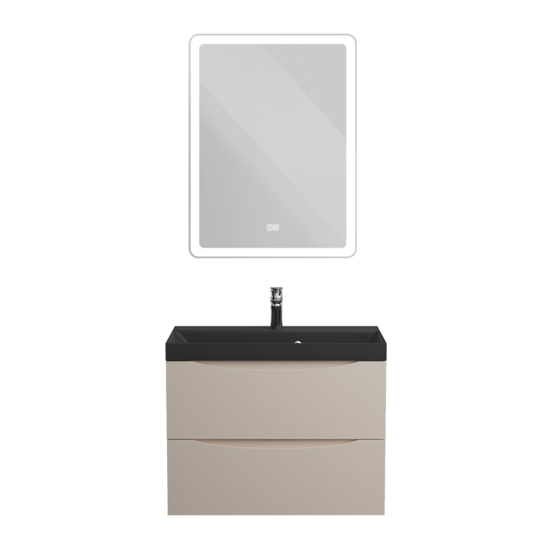 Тумба с раковиной BelBagno Marino 70 подвесная, crema opaco, черная раковина