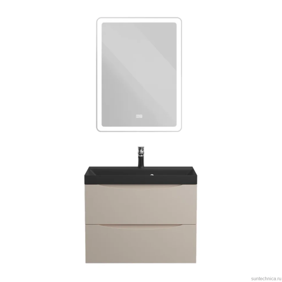 Тумба с раковиной BelBagno Marino 70 подвесная, crema opaco, черная раковина