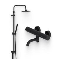 Душевой комплект Термостат Damixa Scandinavian Pure 363000300 для ванны с душем, черный + Стойка 936000300 черная матовая
