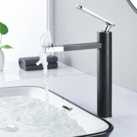 Смеситель для раковины Shevanik S6611H с поворотным носиком, черный, хром