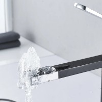 Смеситель для раковины Shevanik S6611H с поворотным носиком, черный, хром