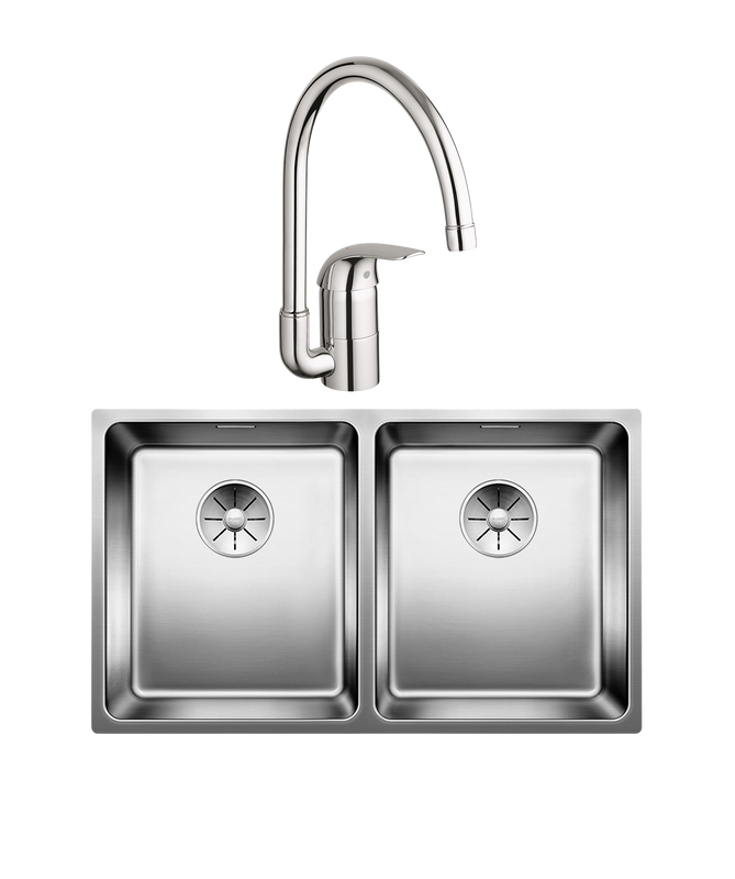 Комплект Мойка Blanco Andano 340/340-U + Смеситель Grohe Euroeco