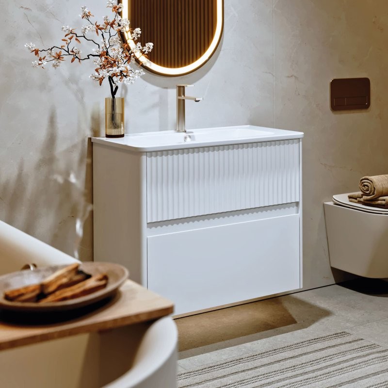 Мебель для ванной комнаты Alavann Wave 80 подвесная, белая