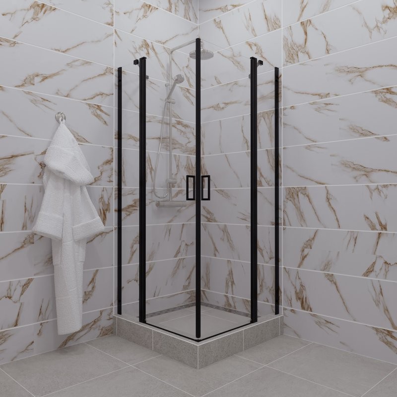 Душевой уголок DIWO Элиста 90х90 профиль черный матовый