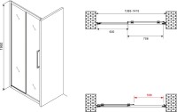 Душевая дверь в нишу Abber Schwarzer Diamant AG30140H 140 см, профиль хром, стекло прозрачное