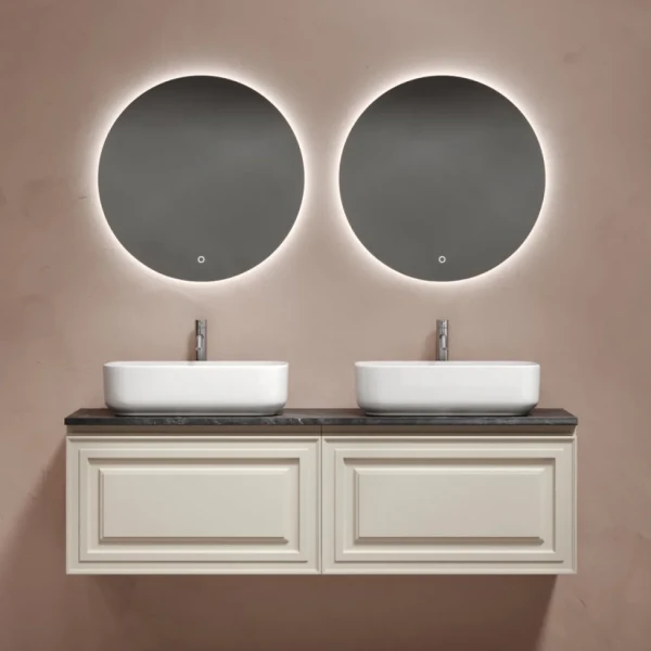 Мебель для ванной комнаты Sancos Very 140 beige soft, столешница черный мрамор TT140A1X, раковина CN5043