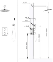 Душевой комплект AltroBagno Unione AltroBagnoUnione040409GM С ВНУТРЕННЕЙ ЧАСТЬЮ, оружейная сталь