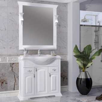 Мебель для ванной Opadiris Риспекто 85 белая с раковиной Сенеж