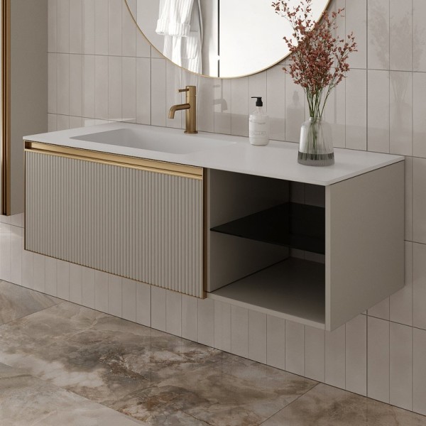 Тумба под раковину без столешницы Armadi Art Quatro 6 120 cashmere fuga, профиль matt gold