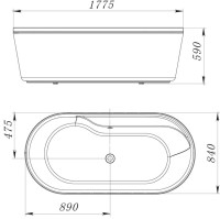 Акриловая ванна BelBagno BB14-K 180x85 см, отдельностоящая, белая, овальная, с каркасом