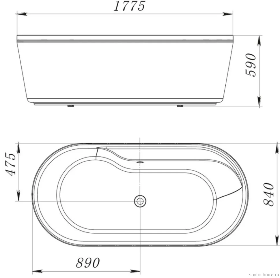 Акриловая ванна BelBagno BB14-K 180x85 см, отдельностоящая, белая, овальная, с каркасом