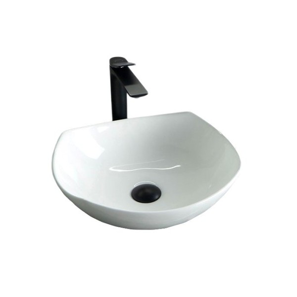 Накладная раковина GID Creativo N9412 42 глянцевая белая, прямоугольная, фаянс