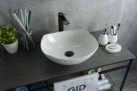 Накладная раковина GID Creativo N9412 42 глянцевая белая, прямоугольная, фаянс