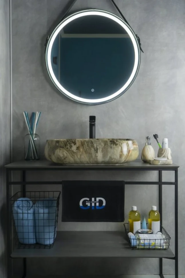 Накладная раковина GID Geometrico Mnc186 56 под глянцевый камень, прямоугольная, фаянс