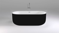 Акриловая ванна Black&White Swan SB109 black 170x80 см, отдельностоящая, глянцевая черная, овальная, с каркасом, со сливом-переливом