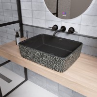 Накладная раковина Grossman Color GR-3016 черная, с текстурой кожи крокодила