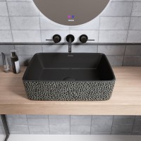 Накладная раковина Grossman Color GR-3016 черная, с текстурой кожи крокодила