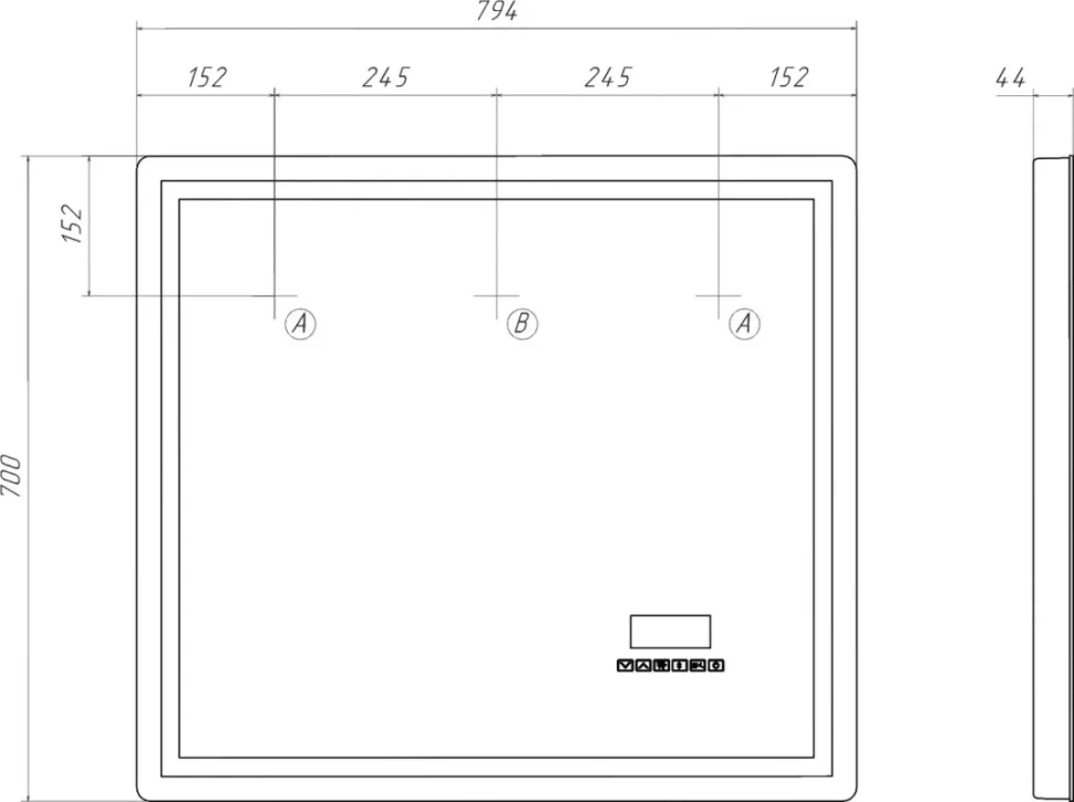 Зеркало Vigo Geometry Media 048 80 с подсветкой, с антизапотевателем