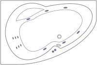 Акриловая ванна Excellent Newa WAEX.NEL16.LINE L 160x95 см, угловая, левая, пристенная, с гидромассажем, белая, асимметричная, с каркасом, со сливом-переливом
